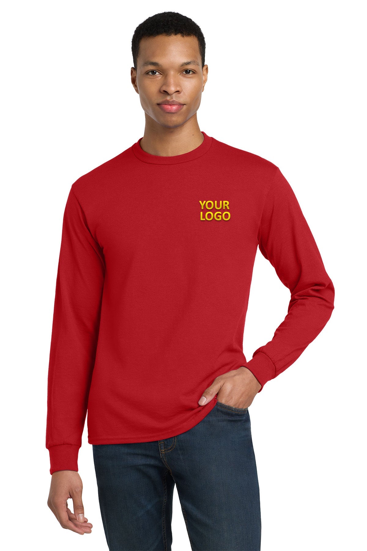 gildan dryblend cotton poly long sleeve t shirt 8400 red