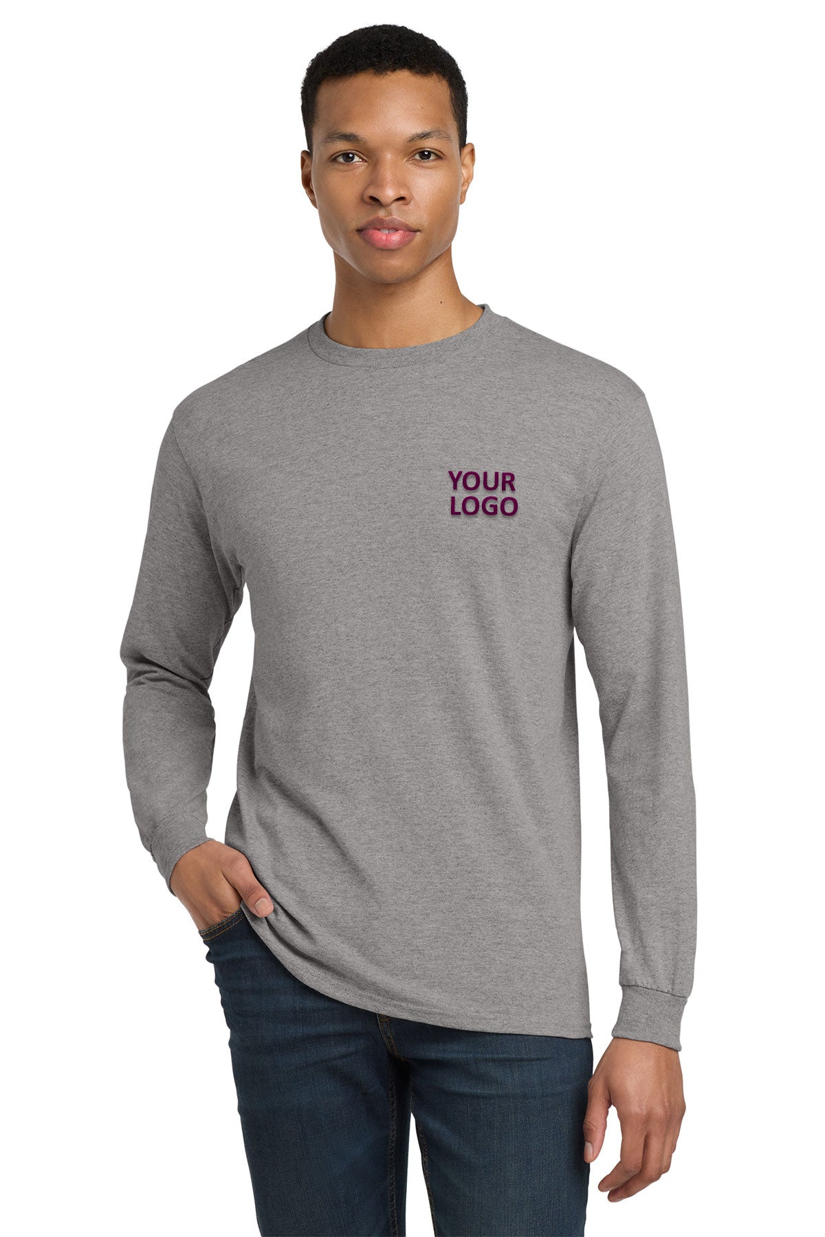 Gildan Dryblend Cotton Poly Long Sleeve T Shirt Sport Grey [Black's Valley AG]