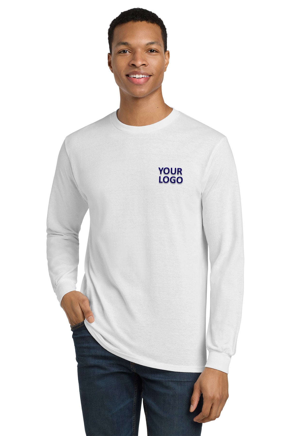 Gildan Dryblend Cotton Poly Long Sleeve T Shirt White