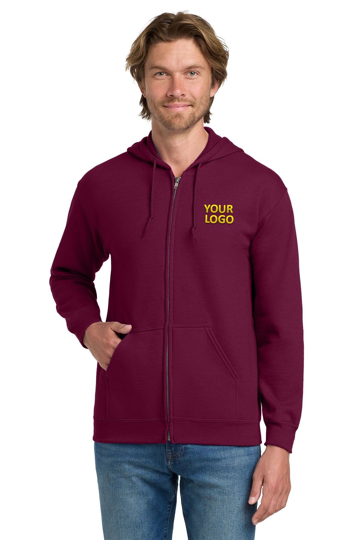 Gildan Heavy Blend Full Zip Hooded Sweatshirt Maroon