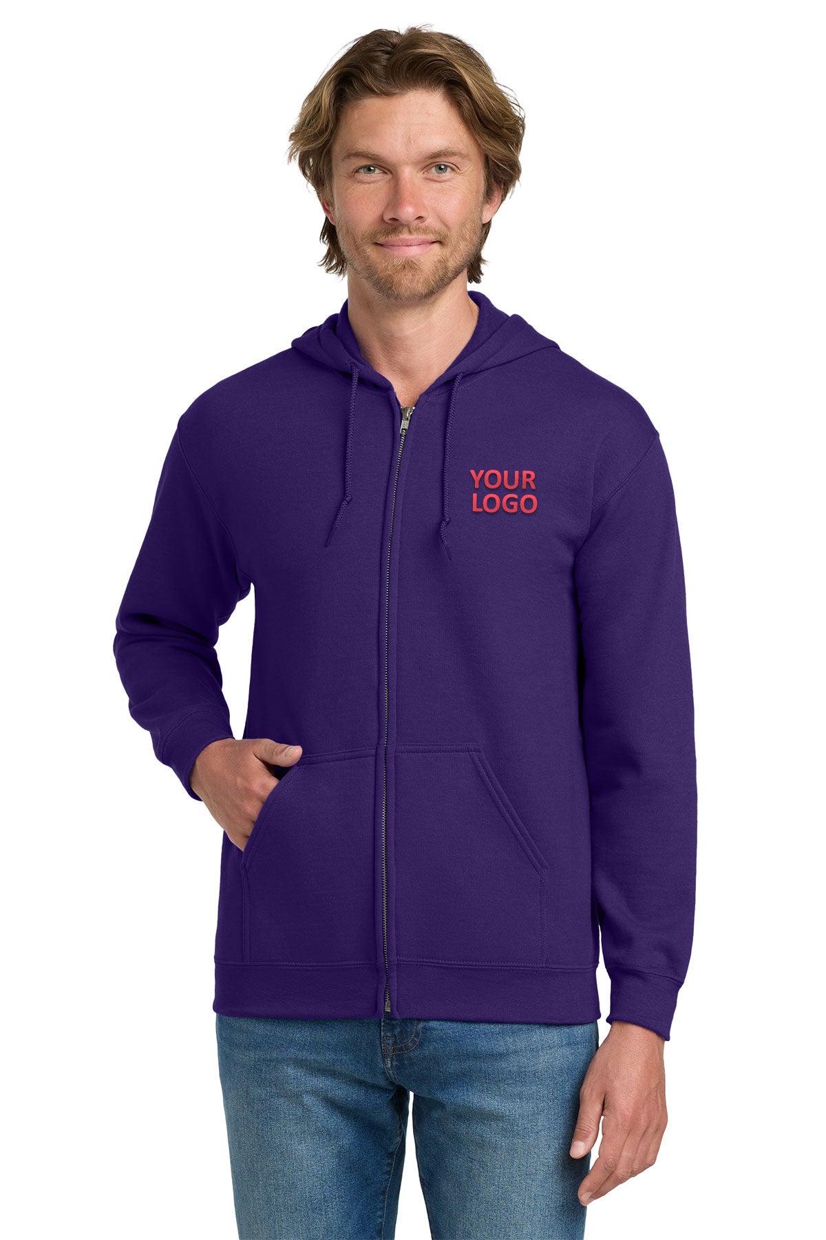 Gildan Heavy Blend Full Zip Hooded Sweatshirt Purple