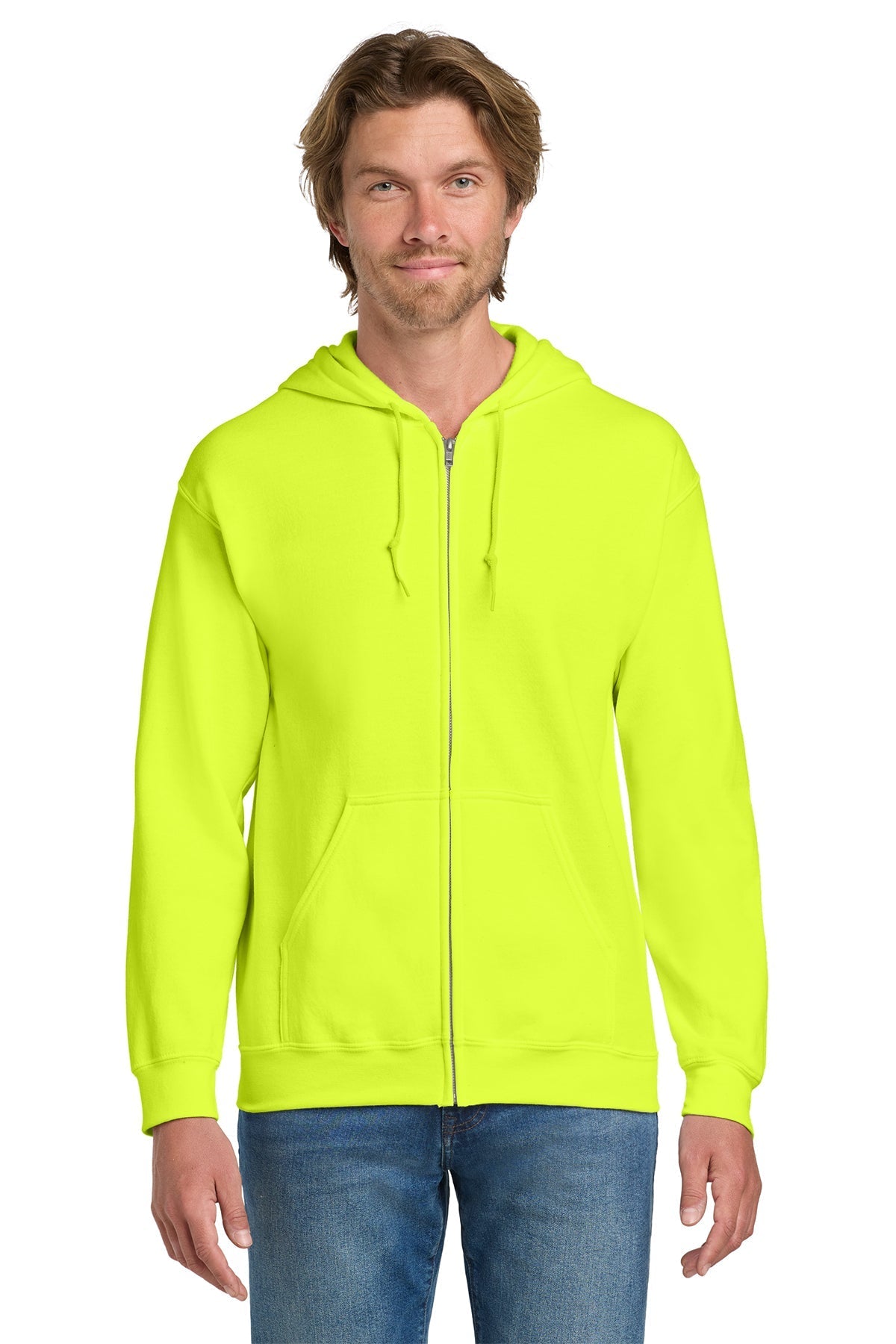 Gildan Heavy Blend Full Zip Hooded Sweatshirt Safety Green [Vision Electric and Systems]