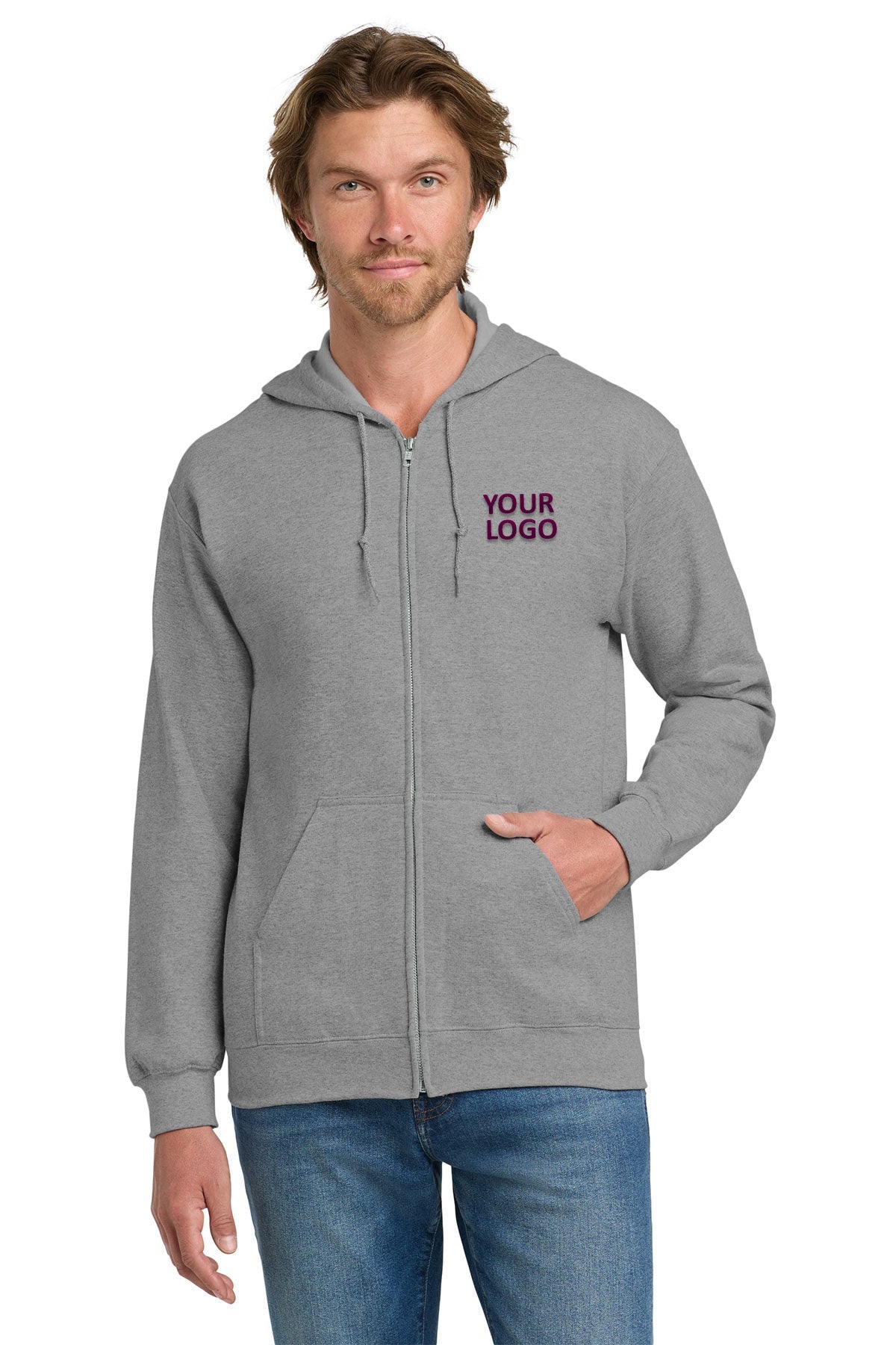 Gildan Heavy Blend Full Zip Hooded Sweatshirt Sports Grey
