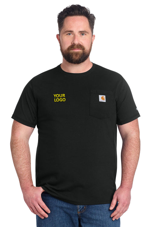 Carhartt Force Long Sleeve Pocket Custom T-Shirts, Black
