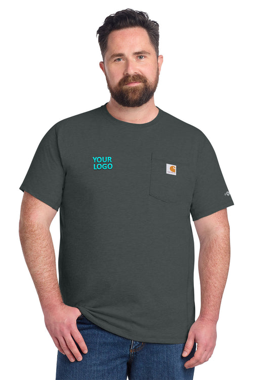 Carhartt Force Long Sleeve Pocket Custom T-Shirts, Carbon Heather