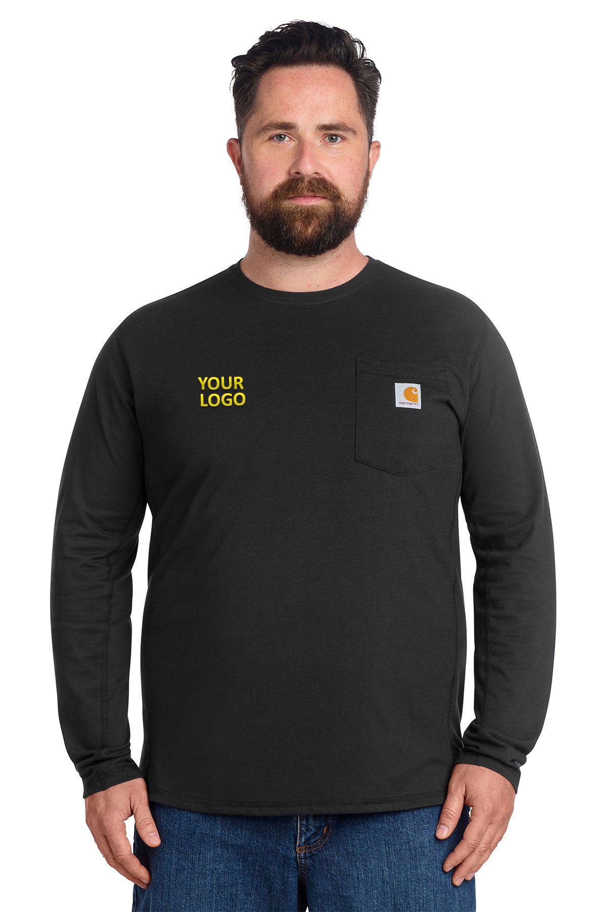 Carhartt Force Long Sleeve Pocket Custom T-Shirts, Black