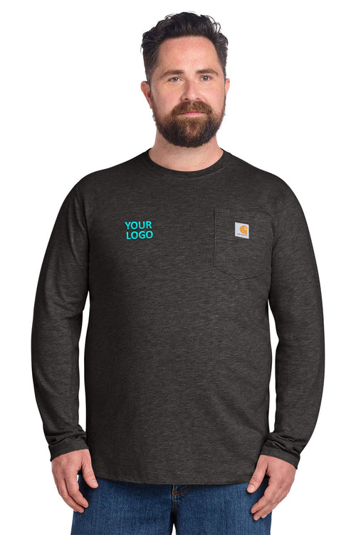 Carhartt Force Quarter-Zip Custom Long Sleeve T-Shirts, Carbon Heather