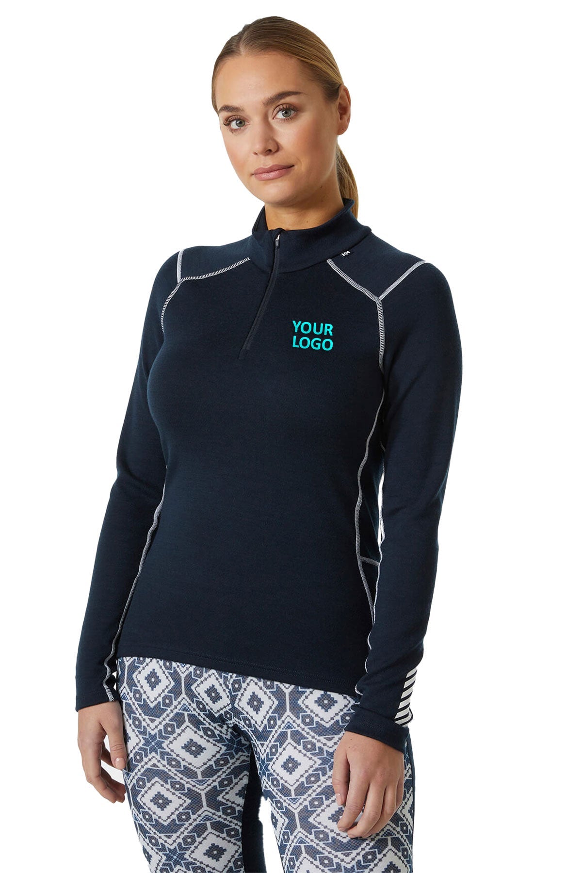 Helly Hansen Womens Lifa Merino Midweight Custom Half-Zips, Navy