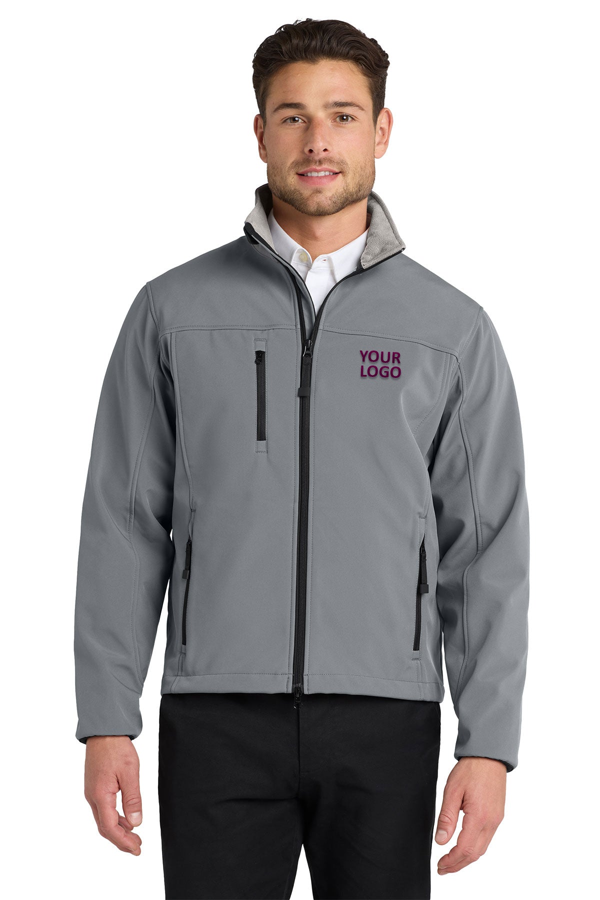 Port Authority Tall Glacier Soft Shell Custom Jackets, Smoke Grey/ Chrome
