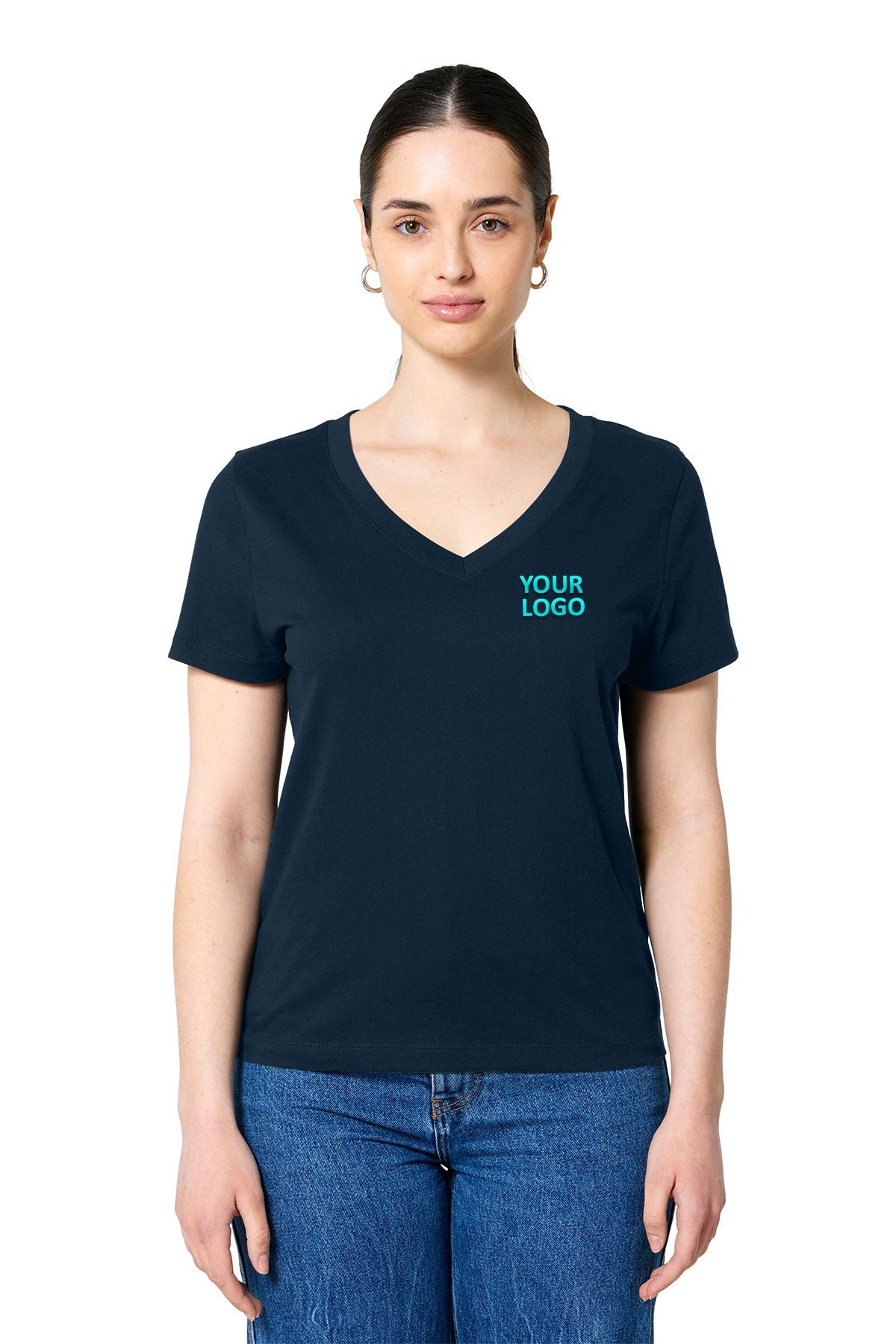 Stanley Stella Women’s Isla V-Neck Custom Tee's, French Navy [PureStar]