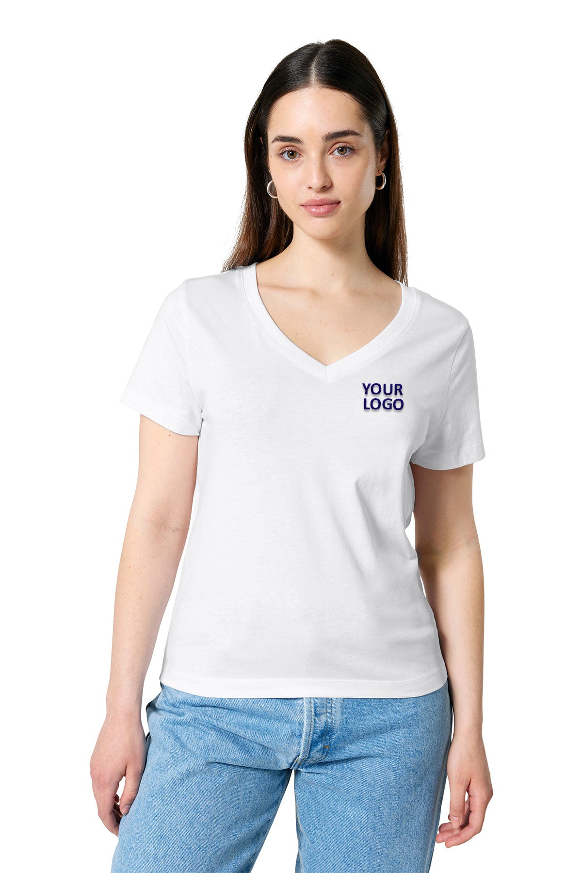 Stanley Stella Women’s Isla V-Neck Custom Tee's, White [PureStar]