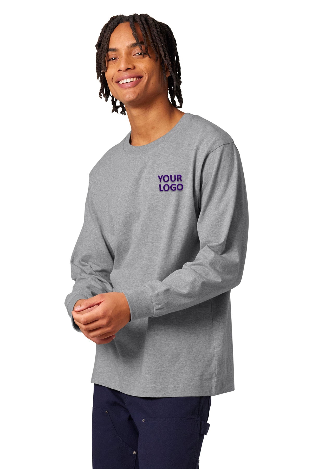 Stanley Stella Unisex Freestyler Heavyweight Long Sleeve Custom Tee's, Heather Grey [Dunbar]