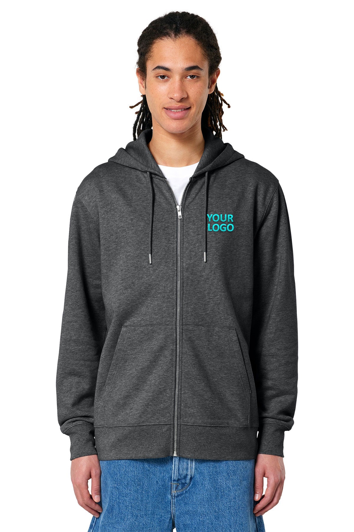 Stanley Stella Unisex Cultivator 2.0 Full-Zip Custom Hooded Sweatshirts, Dark Heather Grey