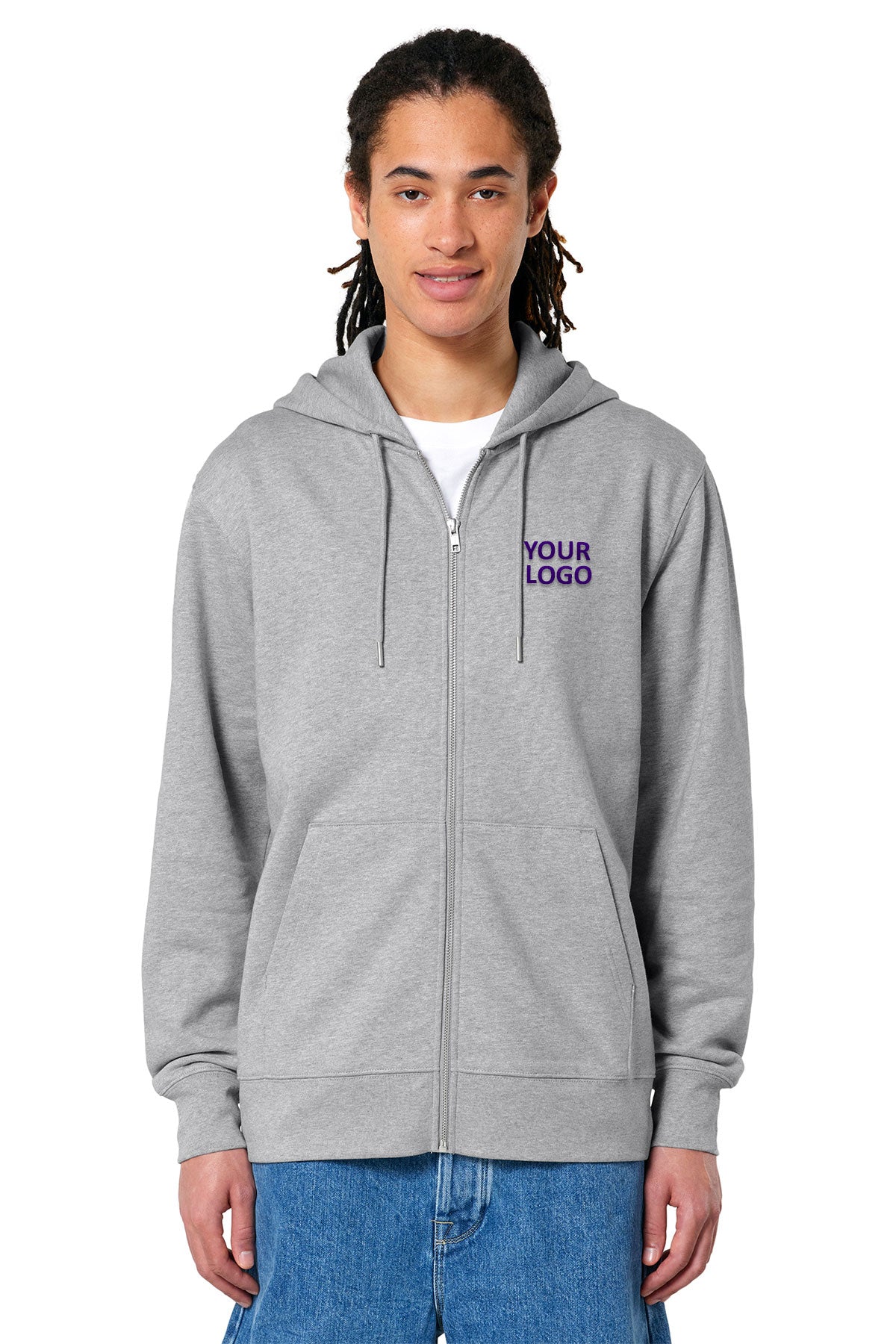Stanley Stella Unisex Cultivator 2.0 Full-Zip Custom Hooded Sweatshirts, Heather Grey