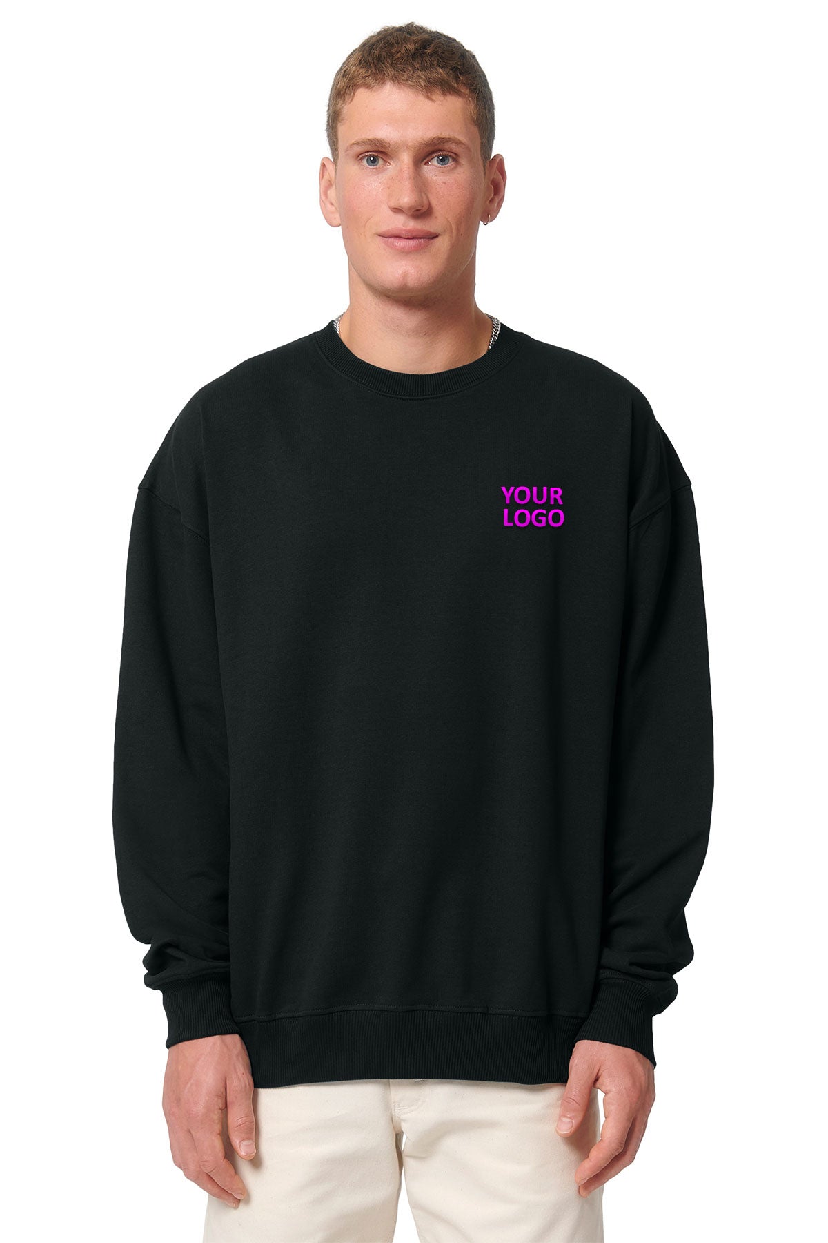 Stanley Stella Unisex Ledger Dry Crewneck Custom Sweatshirts, Black