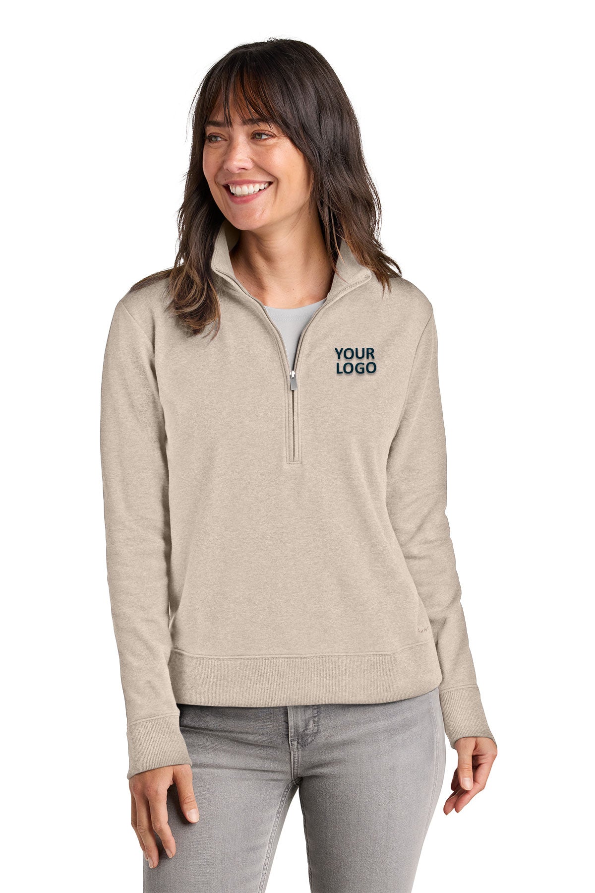 TravisMathew Womens Ocean Villa Custom 1/4-Zips, Natural Heather [Adam Equipment]