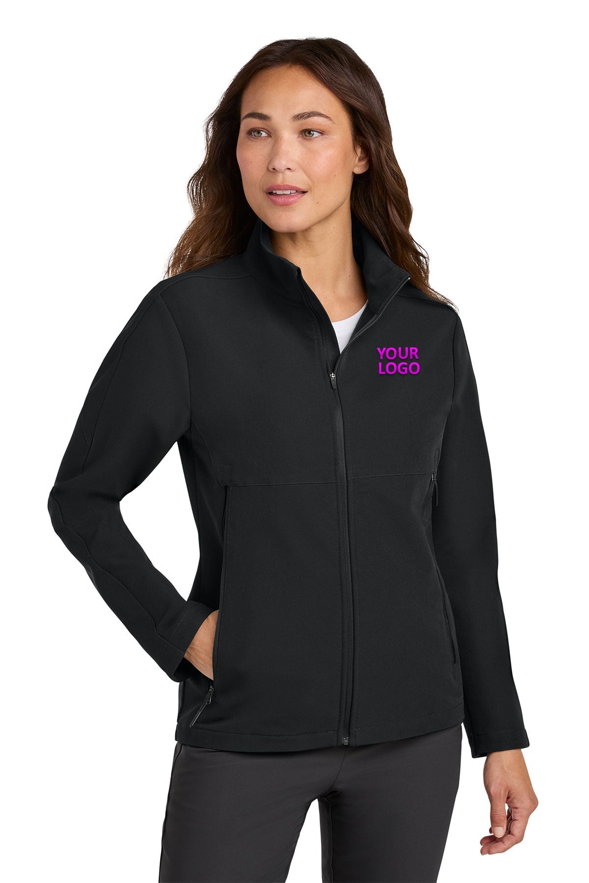 Nike Womens Full-Zip Custom Soft Shell Jackets, Black