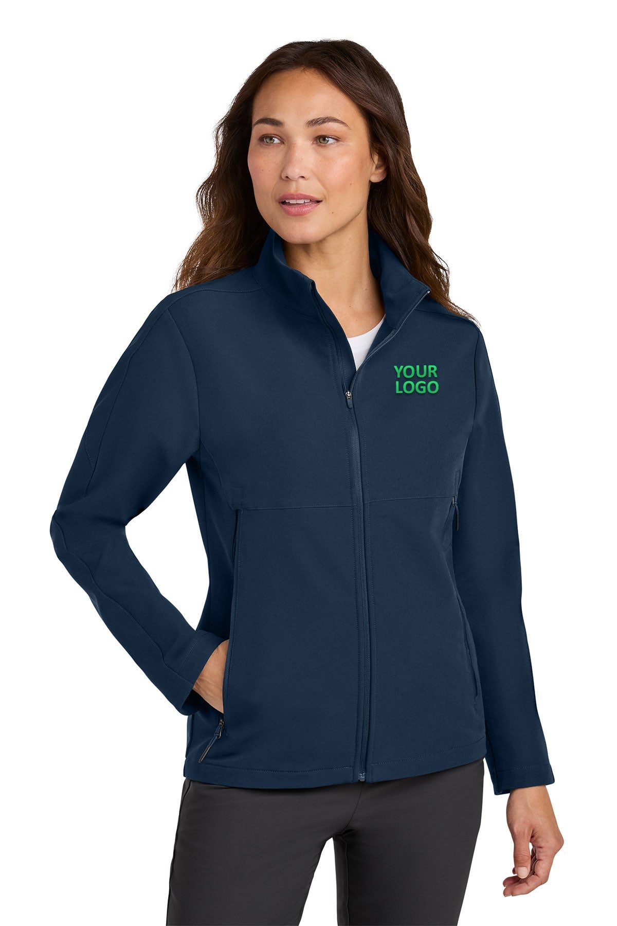Nike Womens Full-Zip Custom Soft Shell Jackets, Navy [NARENCO]