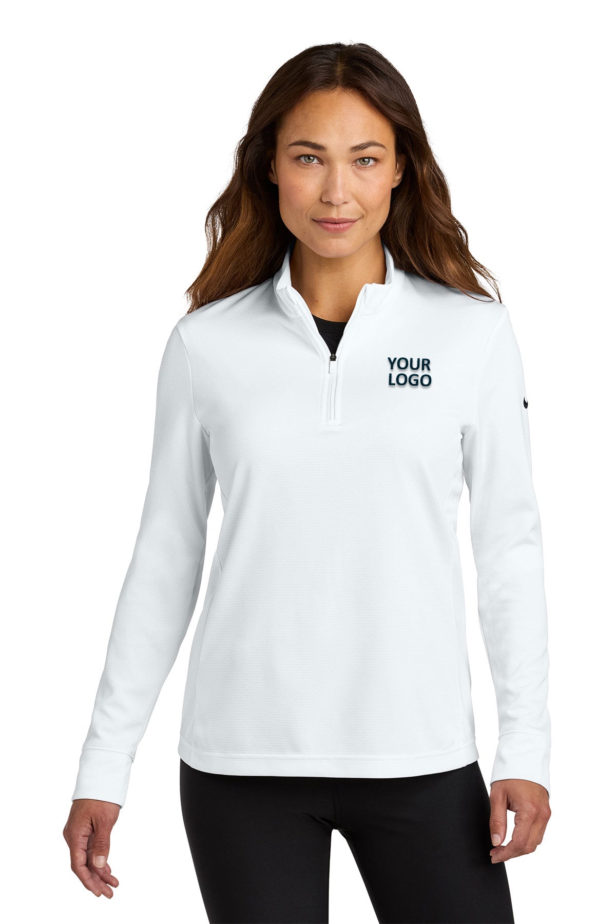 Nike Womens Essential Custom 1/2-Zip Cover-Up, White [Executive Construction]