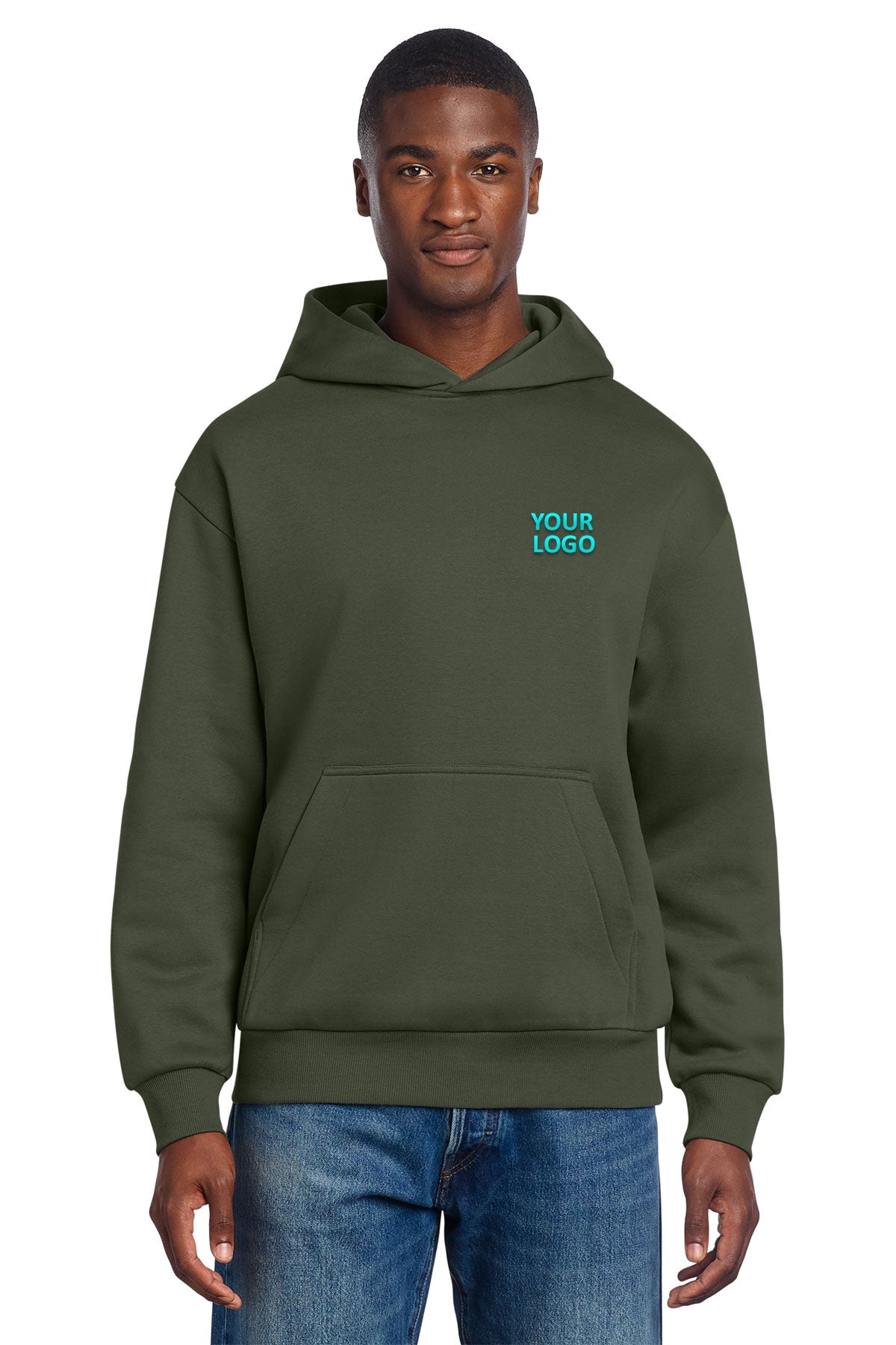 District V.I.T. Heavyweight Custom Fleece Hoodies, Olive