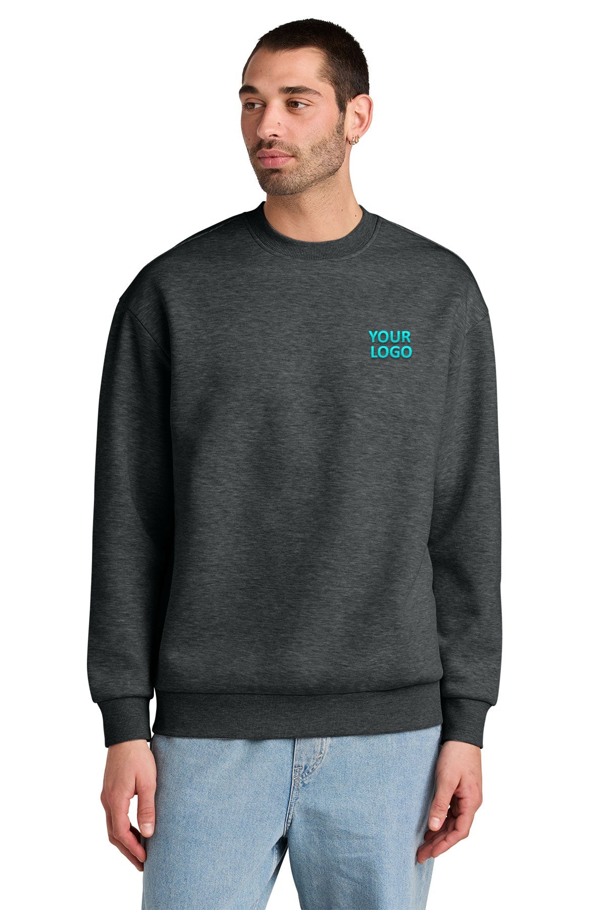 District V.I.T. Heavyweight Custom Fleece Crews, Heathered Charcoal