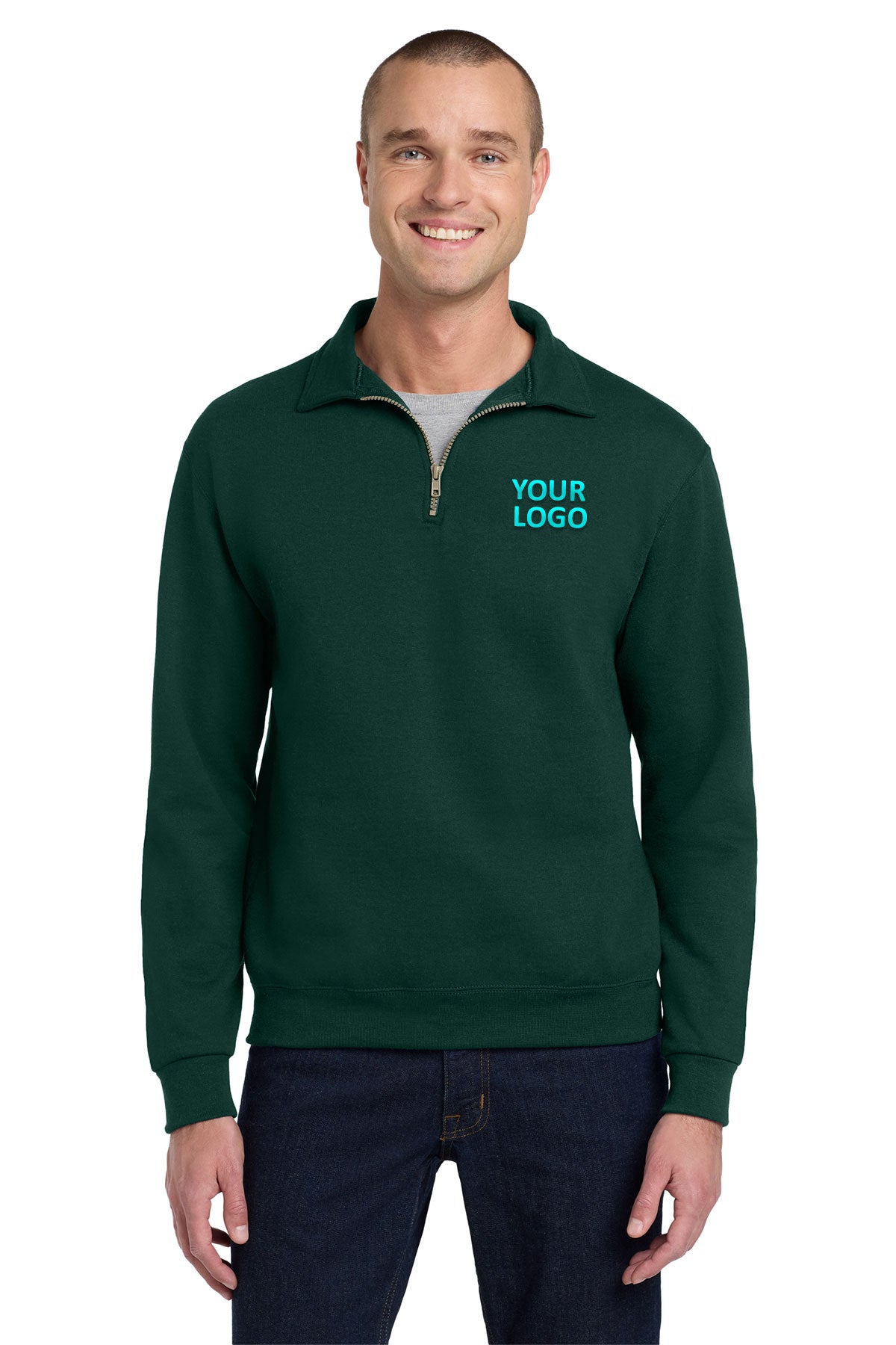 Jerzees Super Sweats NuBlend 1/4-Zip Sweatshirt with Cadet Collar 4528M Forest Green
