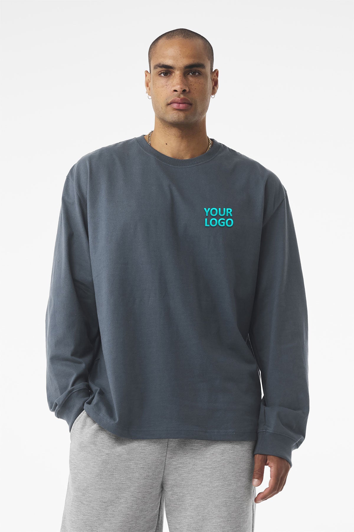 Bella Canvas Unisex Heavyweight Custom Long Sleeve Tee's, Vintage Navy [Reynolds and Moore]
