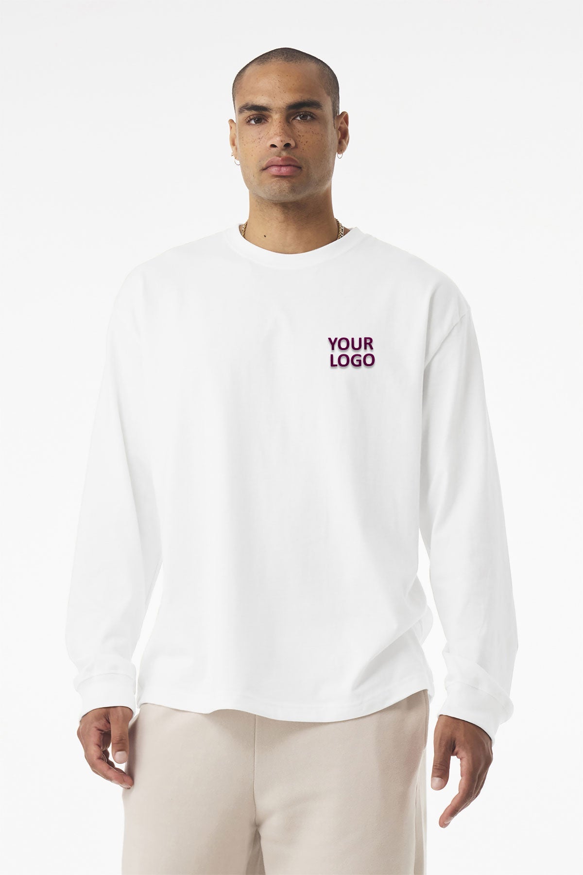 Bella Canvas Unisex Heavyweight Custom Long Sleeve Tee's, White