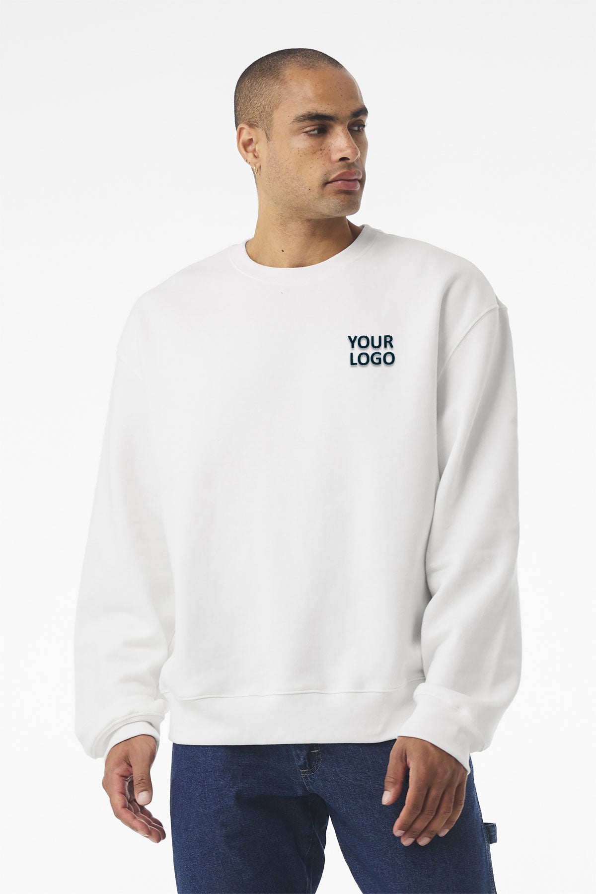 Bella Canvas Unisex Heavyweight Custom Crewneck Sweatshirts, White