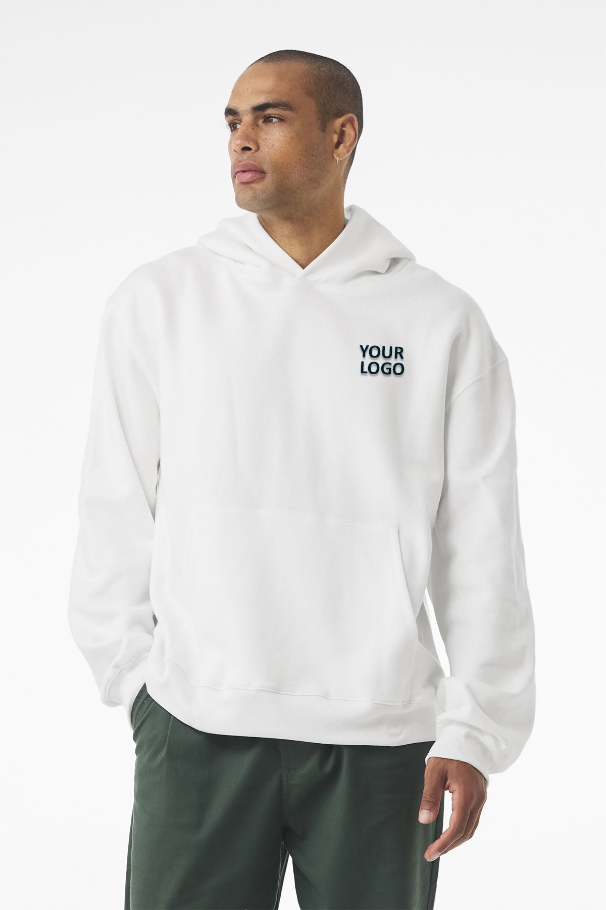 Bella Canvas Unisex Heavyweight Custom Pullover Hoodies, White [CyberFOX]