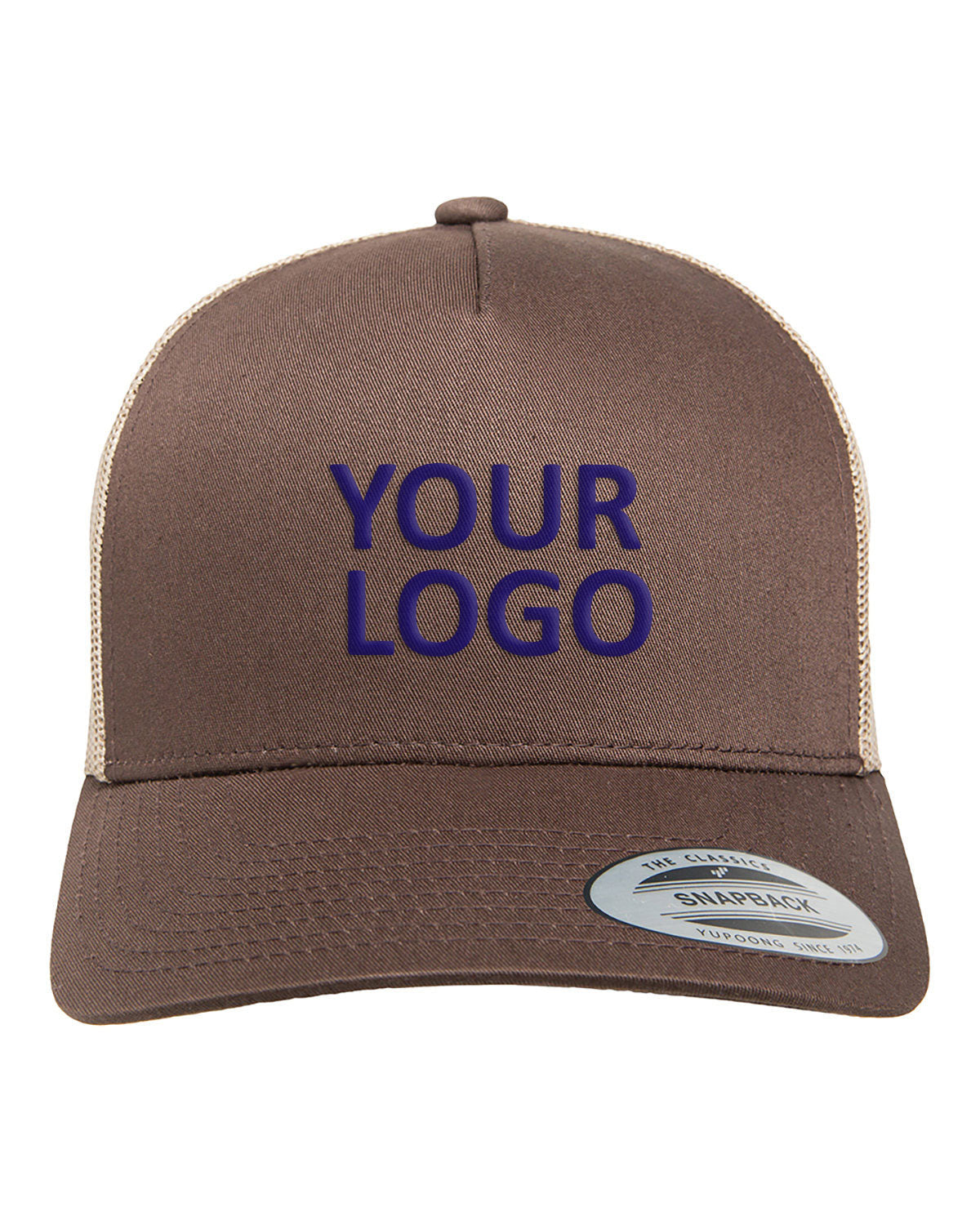 Yupoong 5-Panel Retro Branded Trucker Caps, Brown/ Khaki