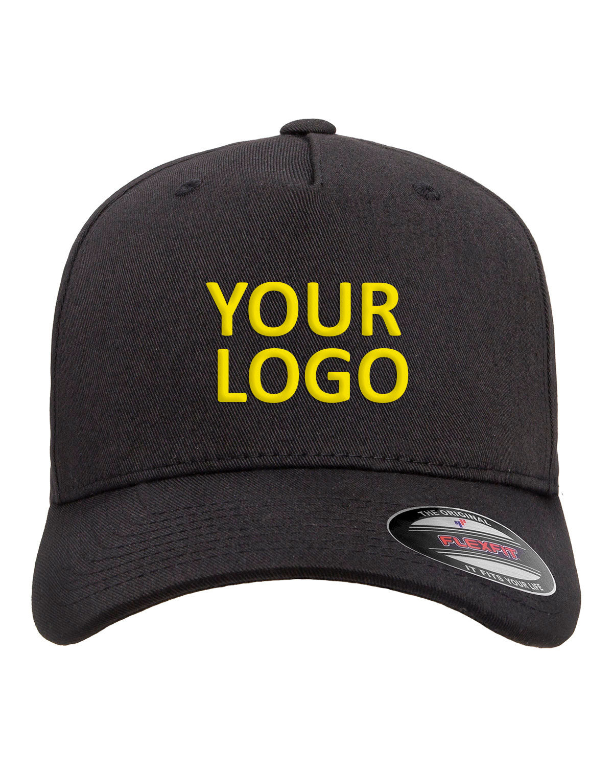 Yupoong 5-Panel Retro Custom Trucker Caps, Black