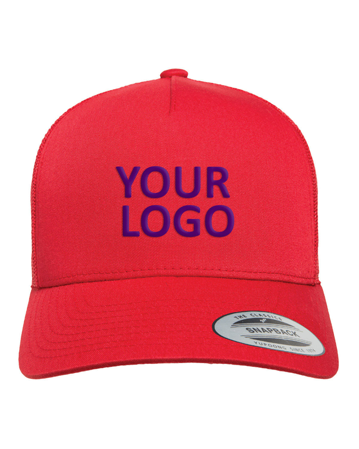 Yupoong 5-Panel Retro Branded Trucker Caps, Red