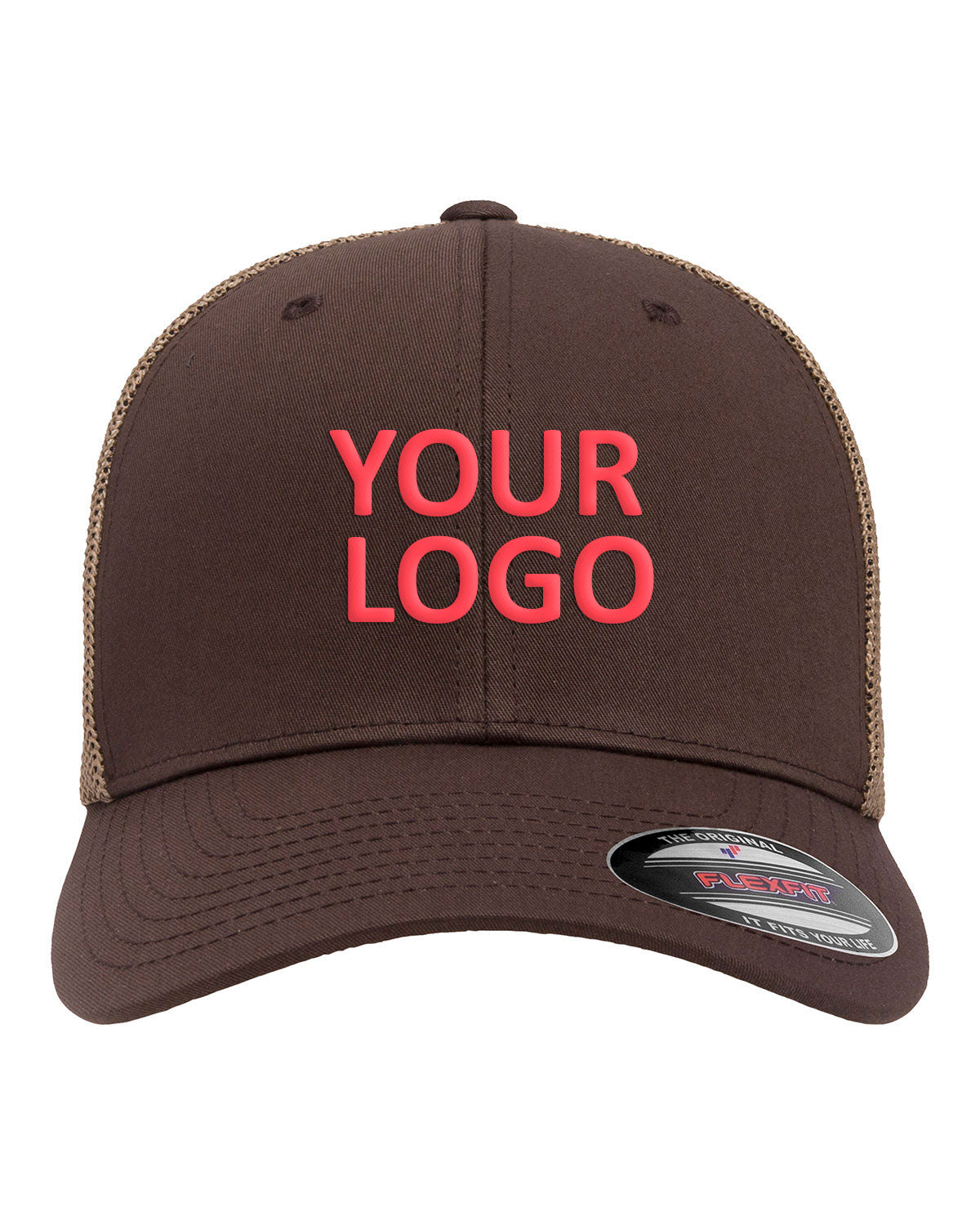 Flexfit 6-Panel Trucker Customized Caps, Brown/ Khaki