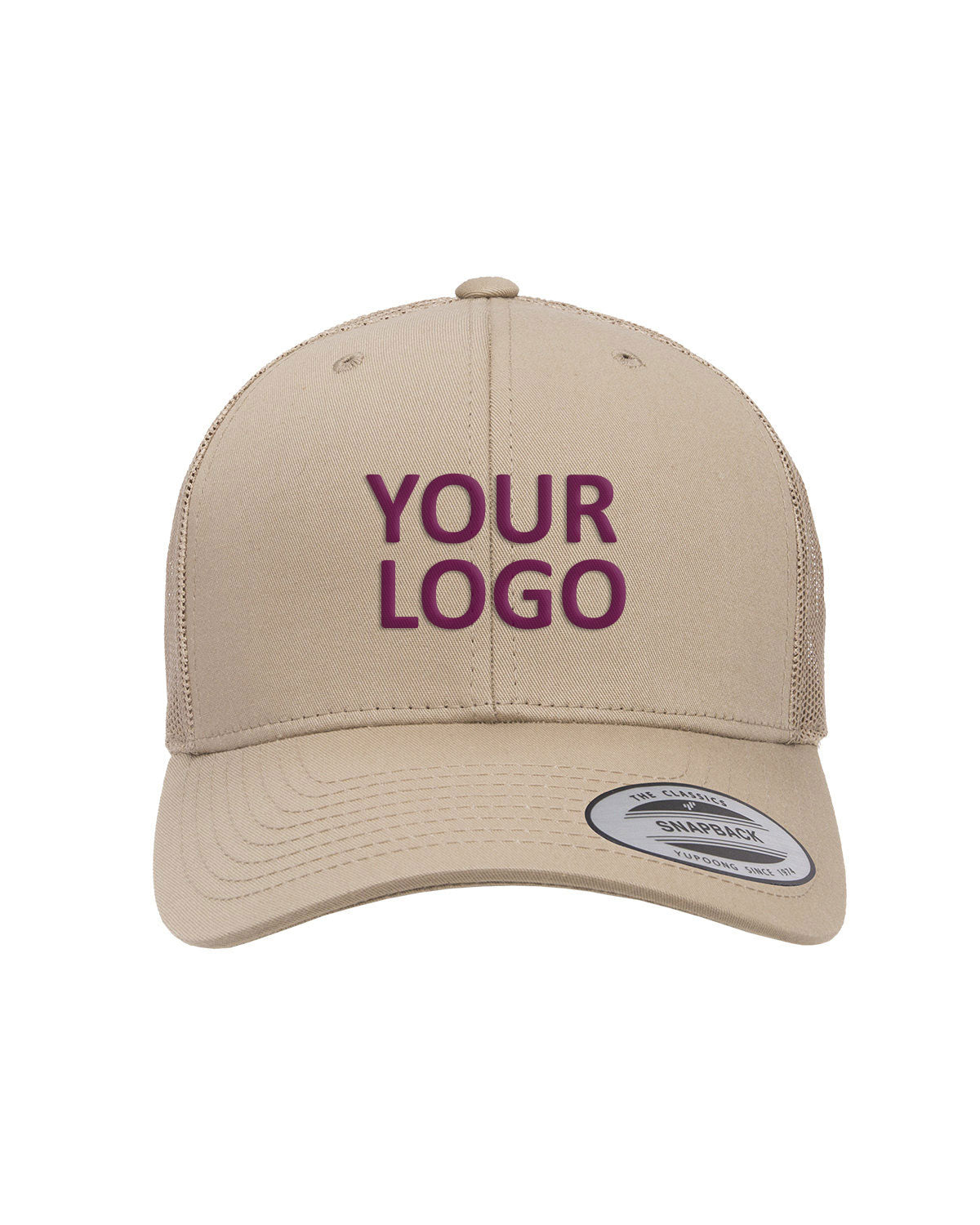 Yupoong Retro Customized Trucker Caps, Khaki