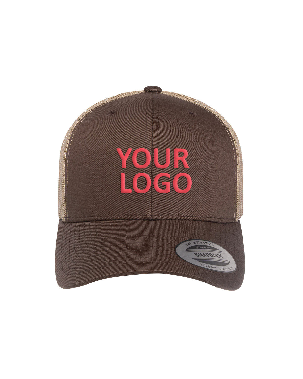 Yupoong Retro Branded Trucker Caps, Brown/ Khaki