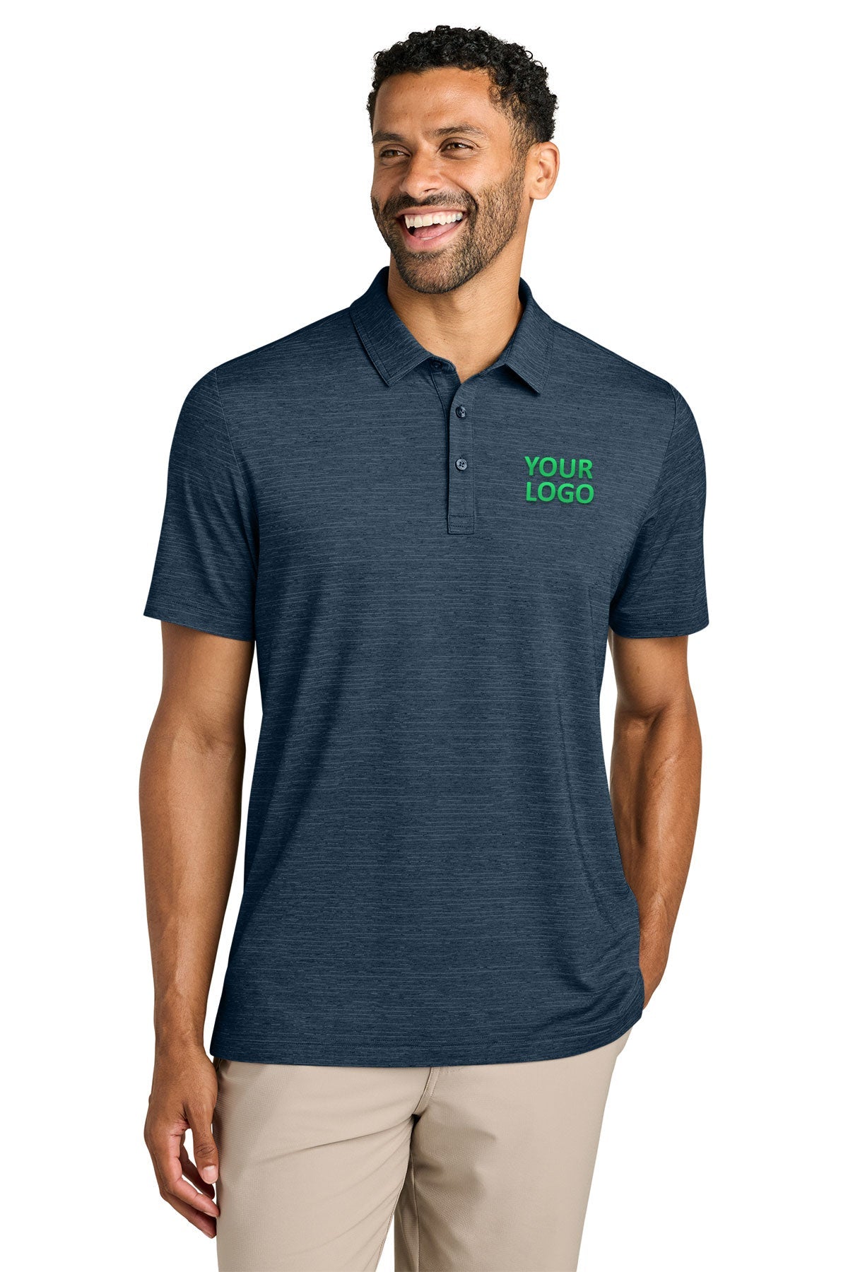 TravisMathew Crestview Custom Polos, Vintage Indigo Heather [Technical Development Corporation]