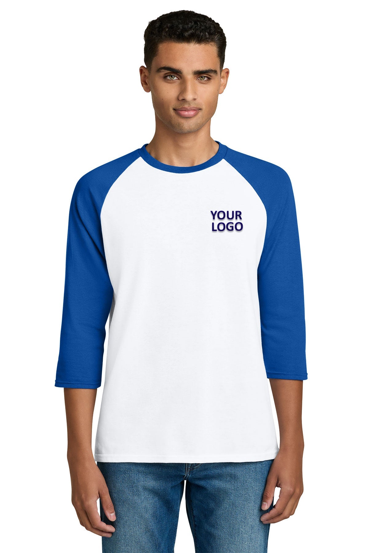 gildan heavy cotton 3 4 sleeve raglan t shirt 5700 white/ royal