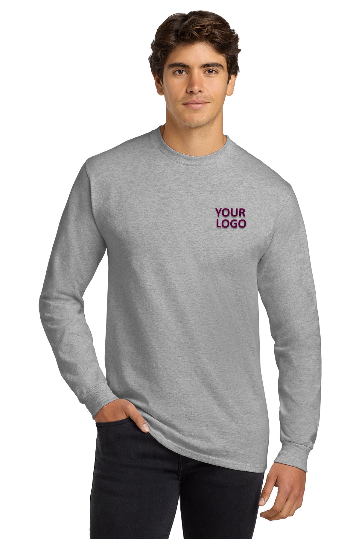 gildan ultra cotton long sleeve t shirt g2400 ash