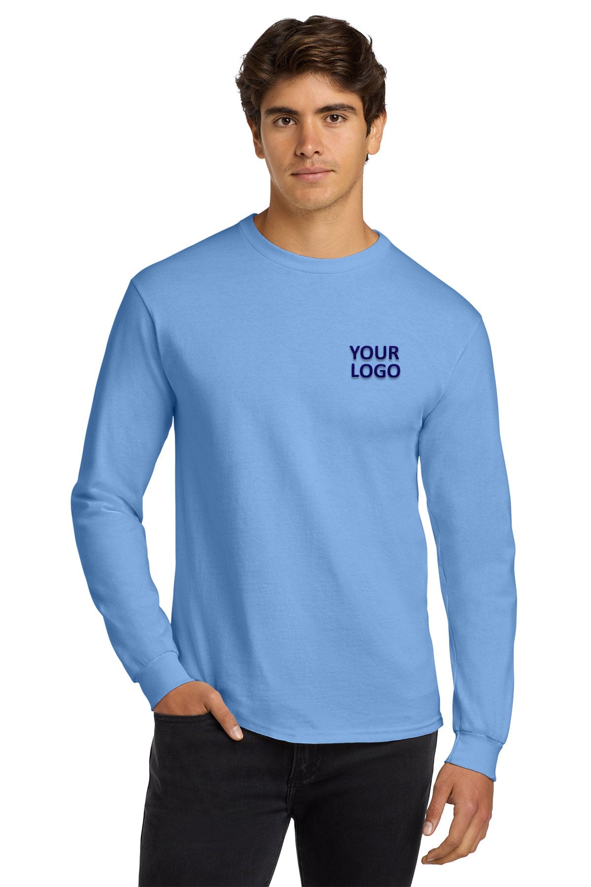 gildan ultra cotton long sleeve t shirt g2400 carolina blue