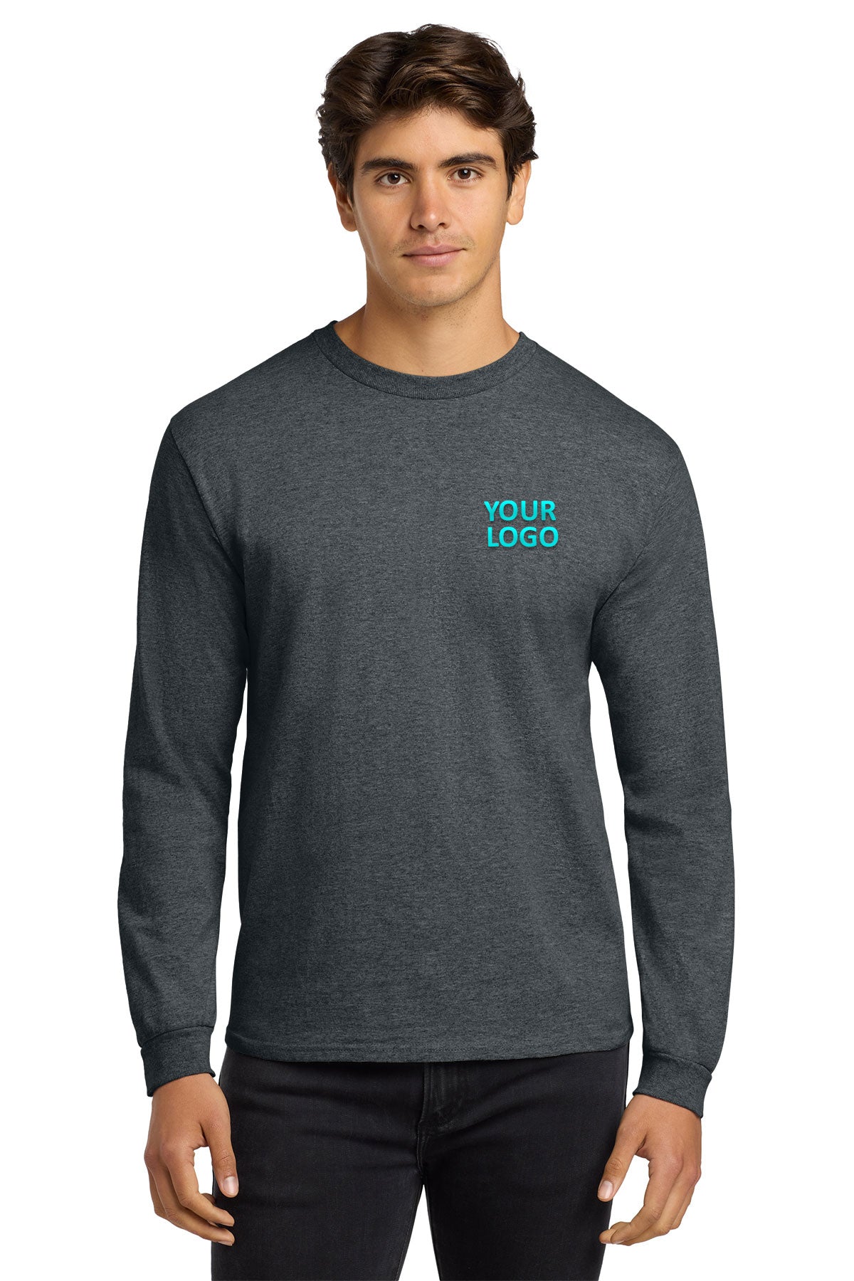 Gildan Ultra Cotton Long Sleeve T Shirt Dark Heather