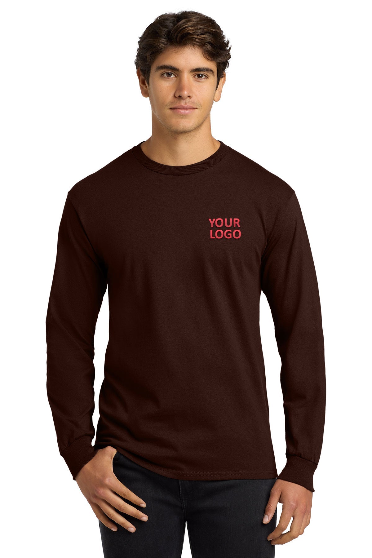 gildan ultra cotton long sleeve t shirt g2400 dark chocolate