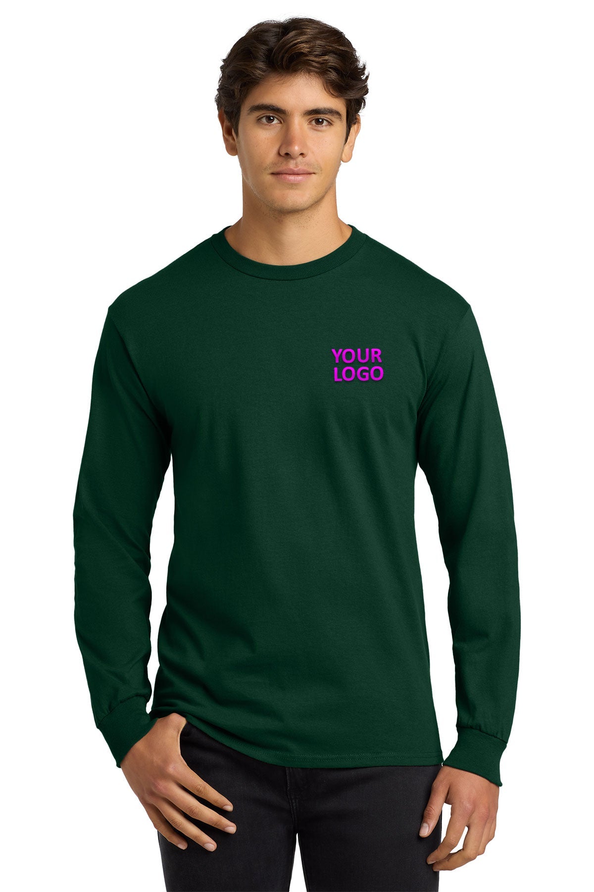 Gildan Ultra Cotton Long Sleeve T Shirt Forest Green