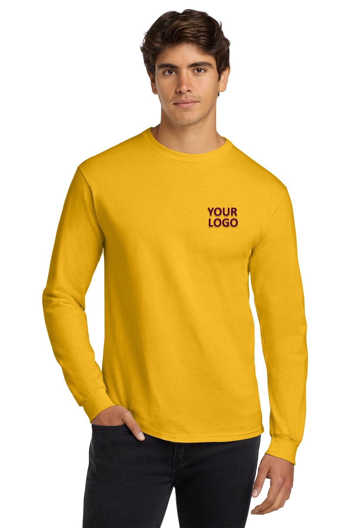gildan ultra cotton long sleeve t shirt g2400 gold