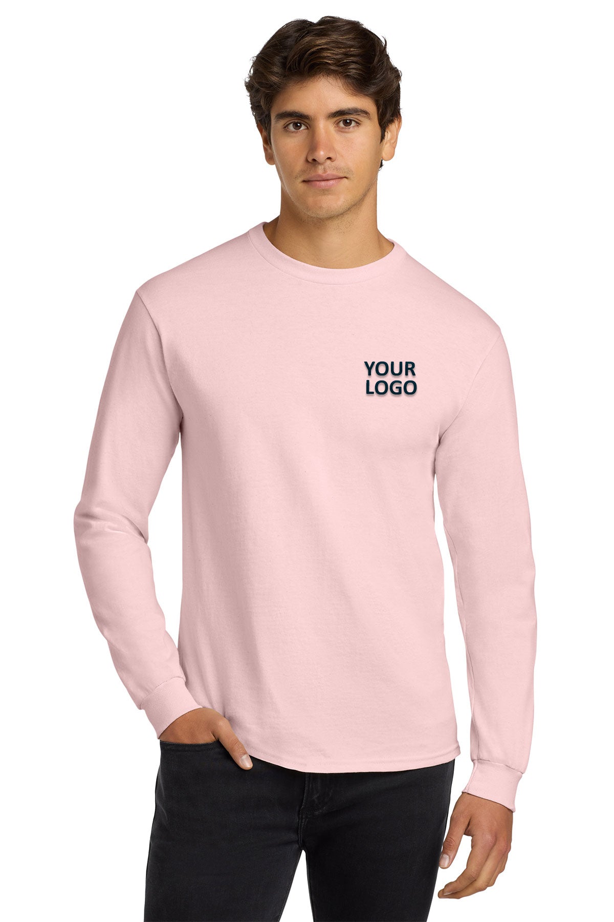 Gildan Ultra Cotton Long Sleeve T Shirt Light Pink