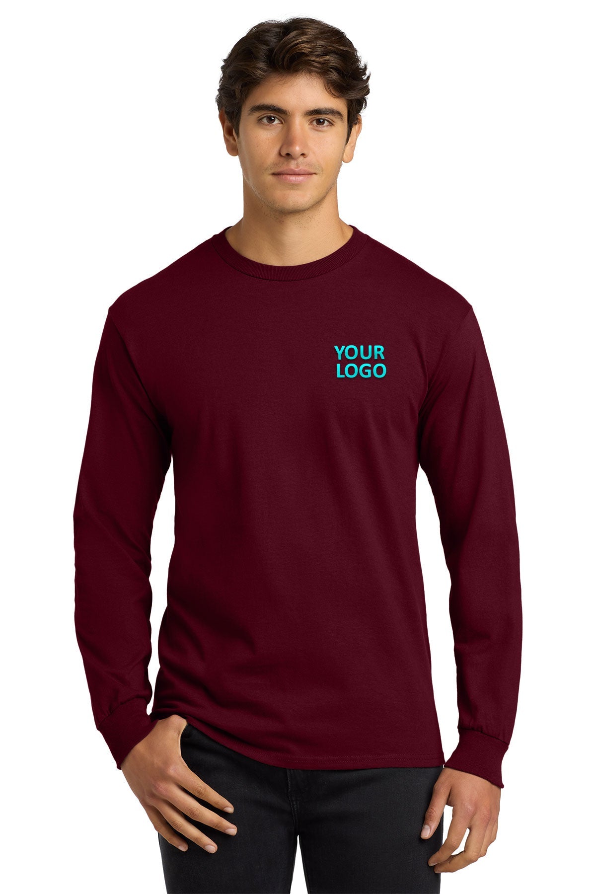 Gildan Ultra Cotton Long Sleeve T Shirt Maroon