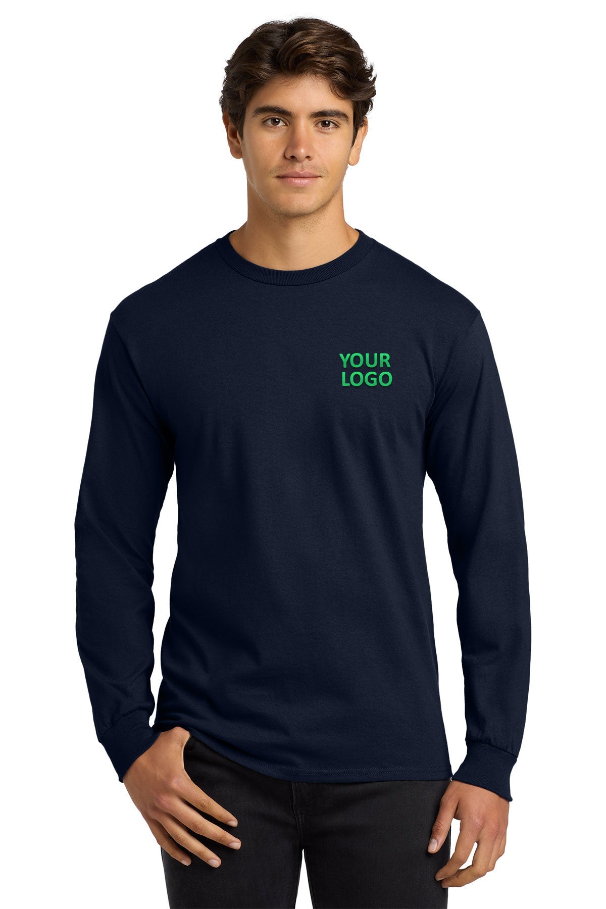 Gildan Ultra Cotton Long Sleeve T Shirt Navy