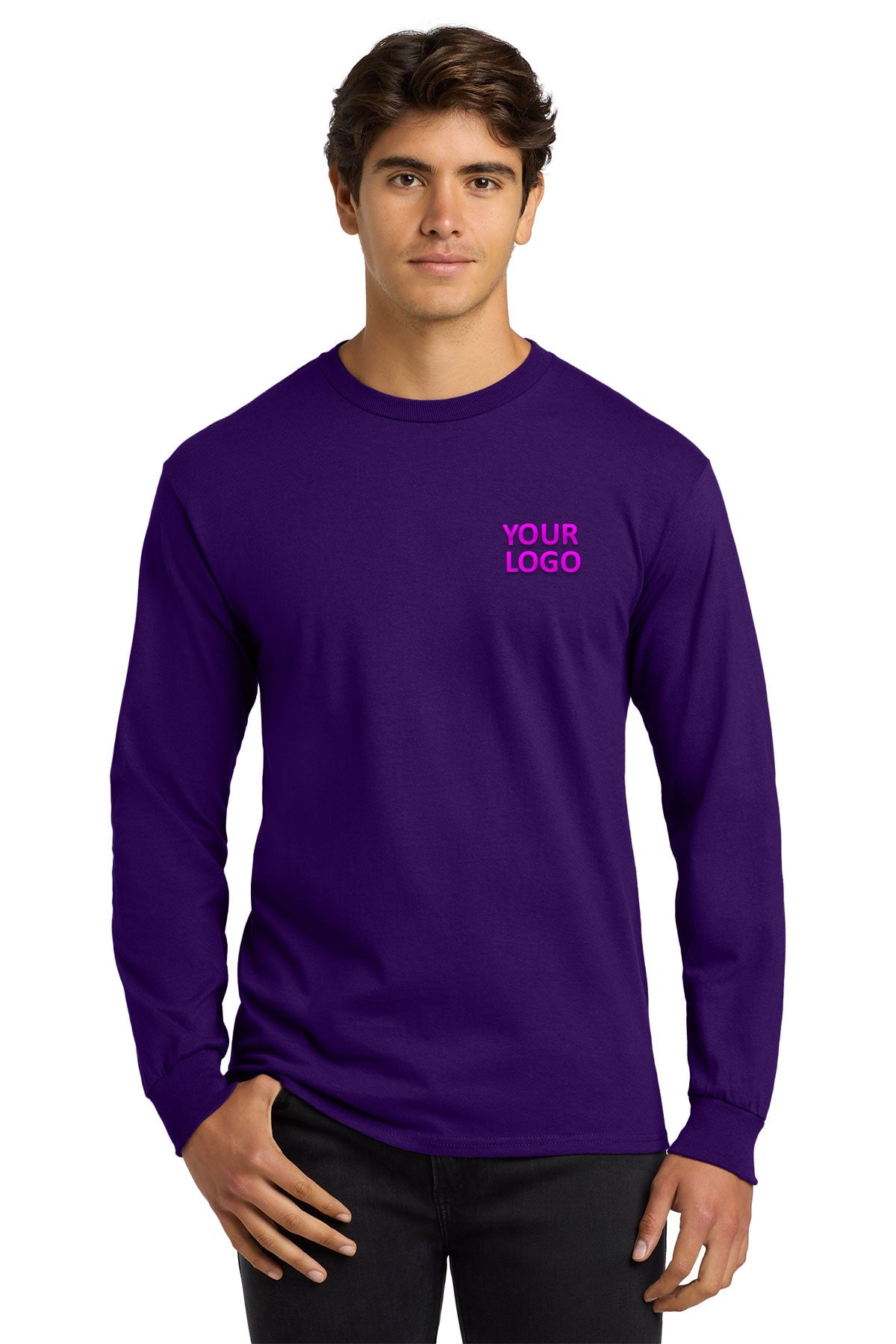 gildan ultra cotton long sleeve t shirt g2400 purple