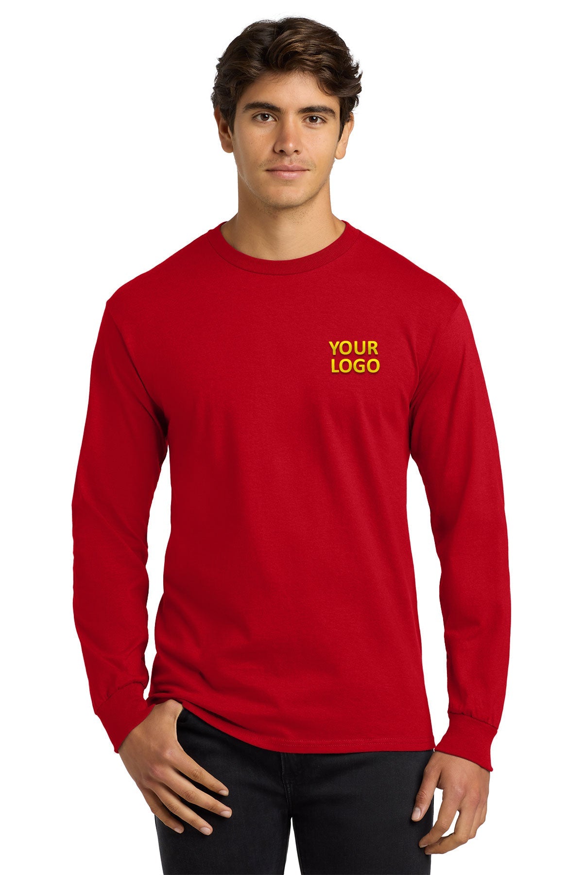 Gildan Ultra Cotton Long Sleeve T Shirt Red