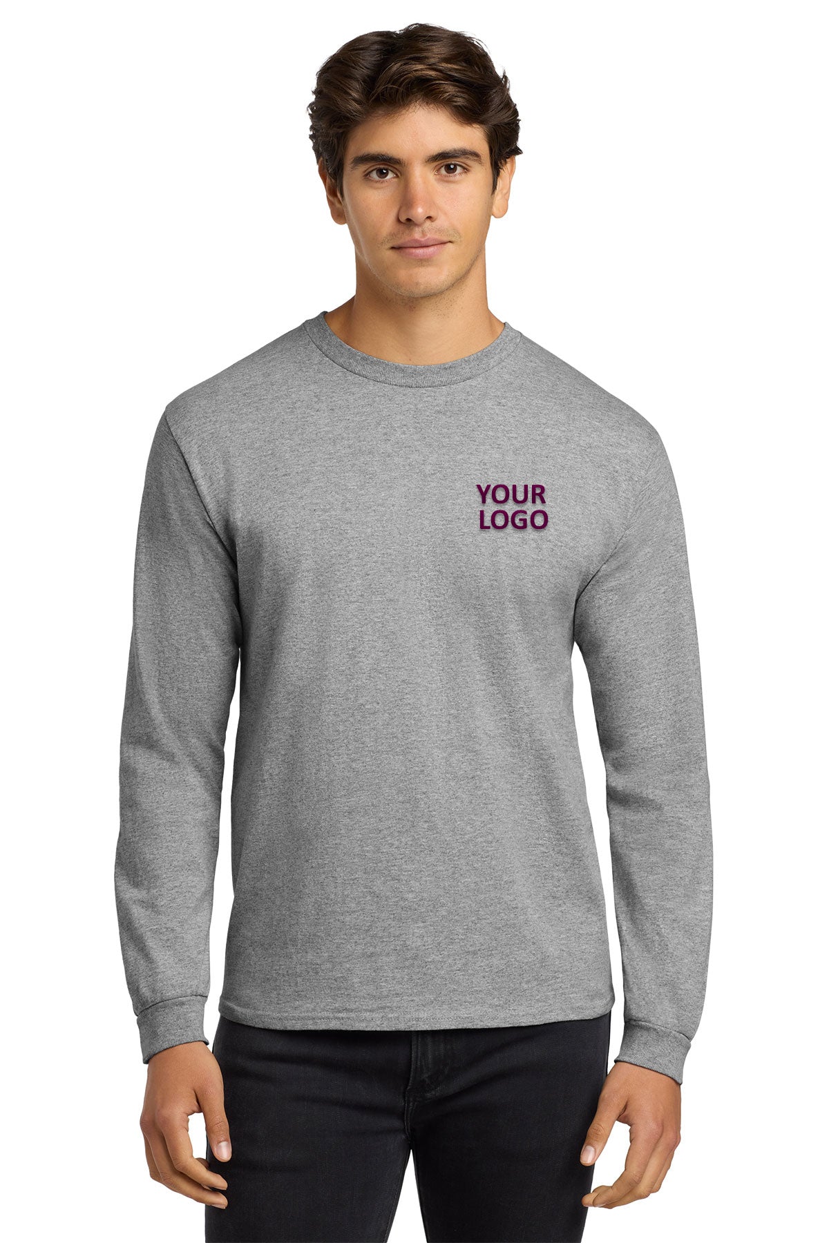 gildan ultra cotton long sleeve t shirt g2400 sport grey